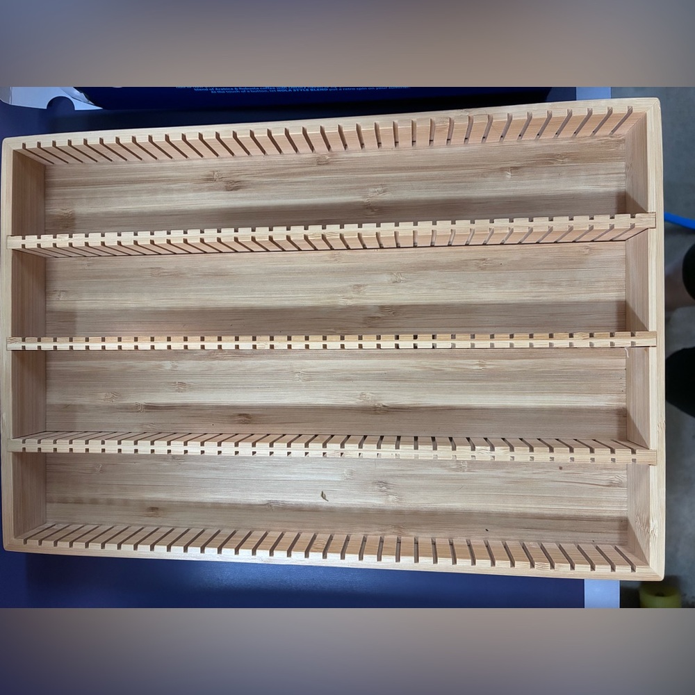 Nespresso pod vertuo Bamboo Slotted Organizer Tray - Natural Wood